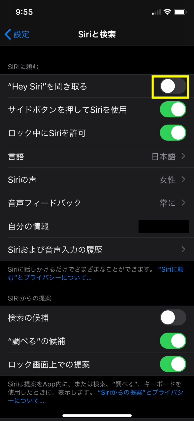 「Hey Siri」の音声でSiriを起動する方法２