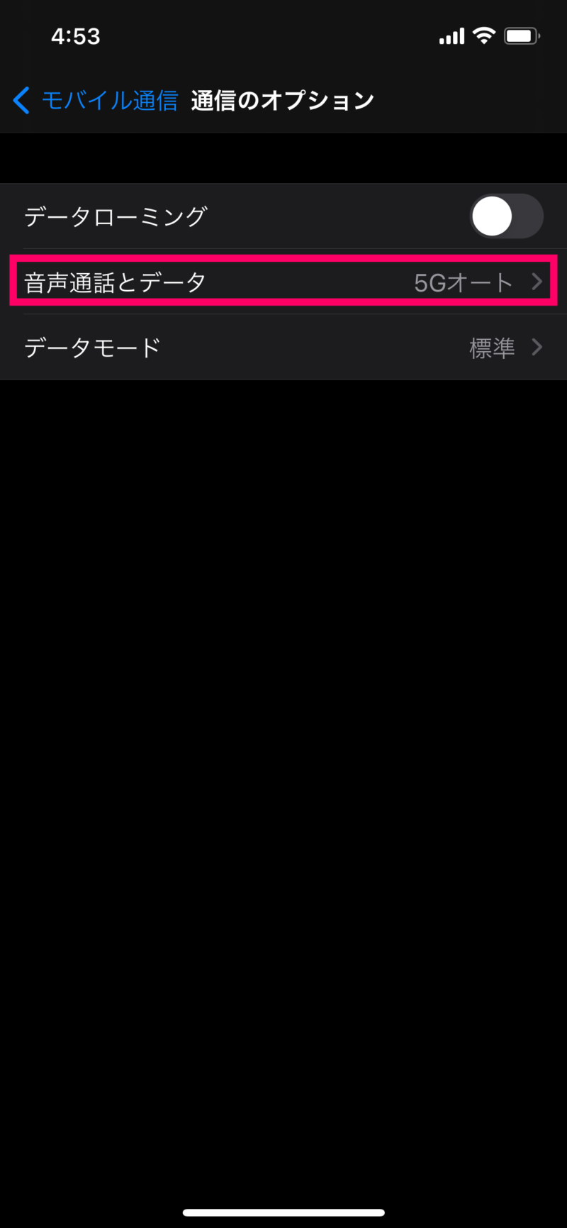 iPhone１２の5G設定方法３