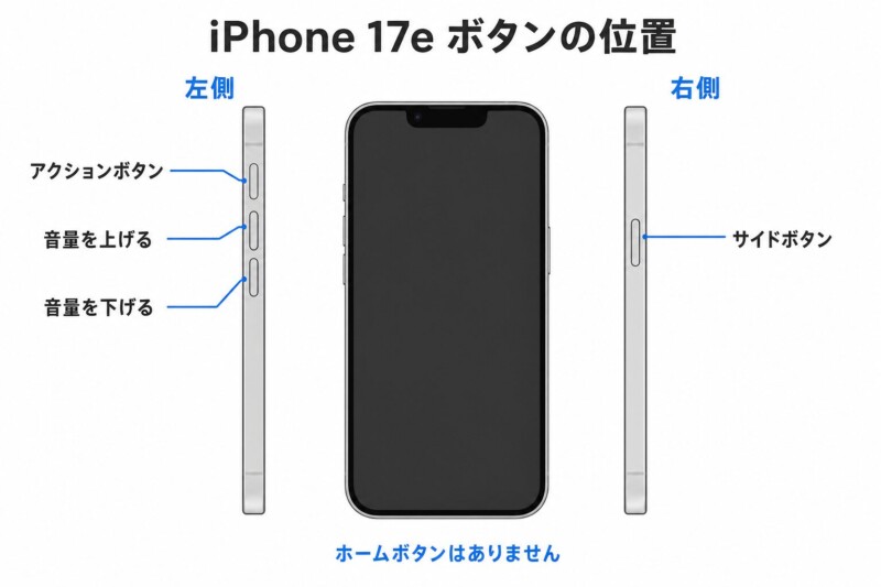 iPhone 17eのボタン解説画像