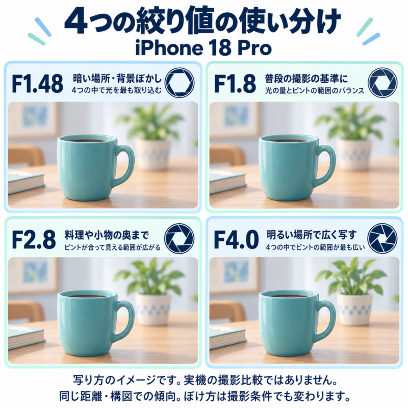 iPhone 18 Pro可変絞りの使い分け解説画像